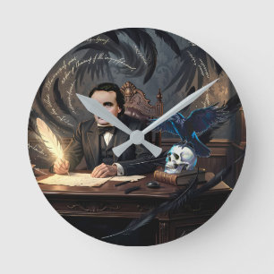 Horloge Ronde Edgar A. Poe composant Le Corbeau dans des rêves g