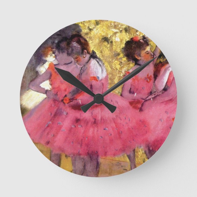 Horloge Ronde Edgar Degas - Danseurs en rose - Amoureux de balle (Recto)