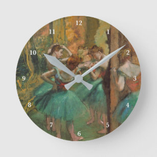 Horloge Ronde Edgar Degas Danseuses Impressionniste rose et vert