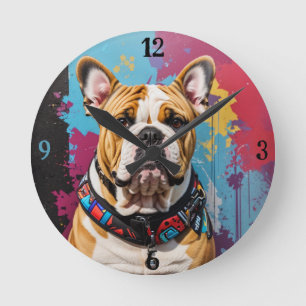Horloge Ronde Edgy Bulldog Grunge Arrière - plan