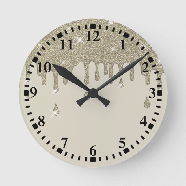 Horloge Ronde Effet de Parties scintillant de la goutte d'argent (Recto)