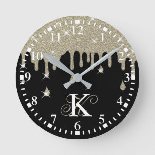 Horloge Ronde Effet de Parties scintillant de la goutte d'argent