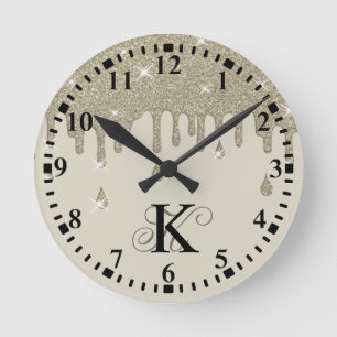 Horloge Ronde Effet de Parties scintillant de la goutte d'argent