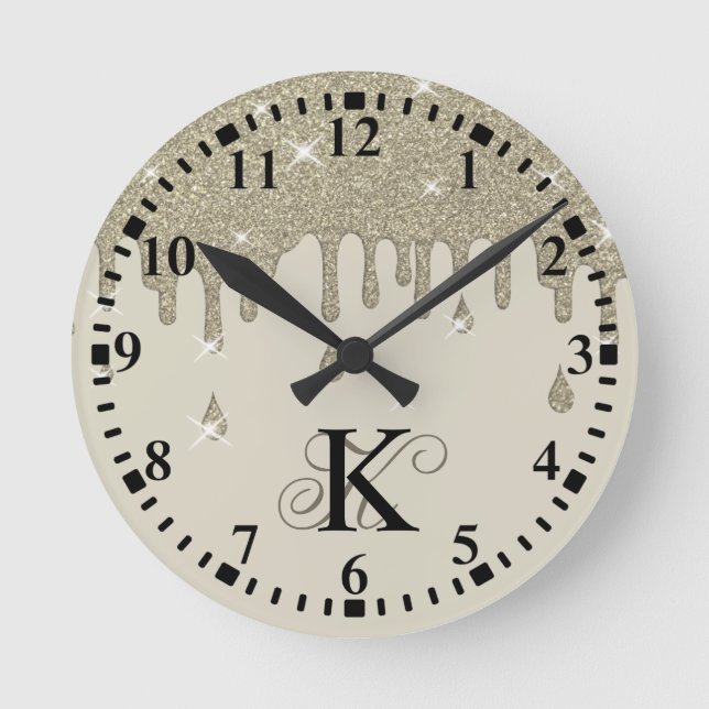 Horloge Ronde Effet de Parties scintillant de la goutte d'argent (Recto)