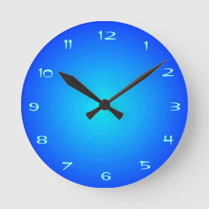 Horloge Ronde Effet Illuminé sur Blue Aqua Kitchen Clocks