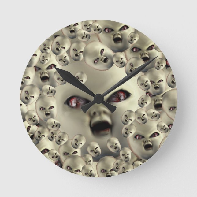 Horloge Ronde effrayant doll face produits sombre art (Recto)
