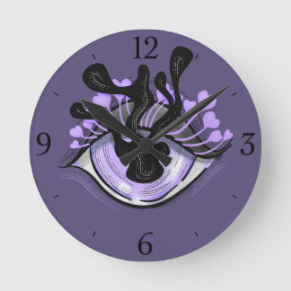 Horloge Ronde Éffrayant Gothique Violet Oeil Halloween Art