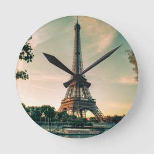 Horloge Ronde Eiffel tour lancer oreiller