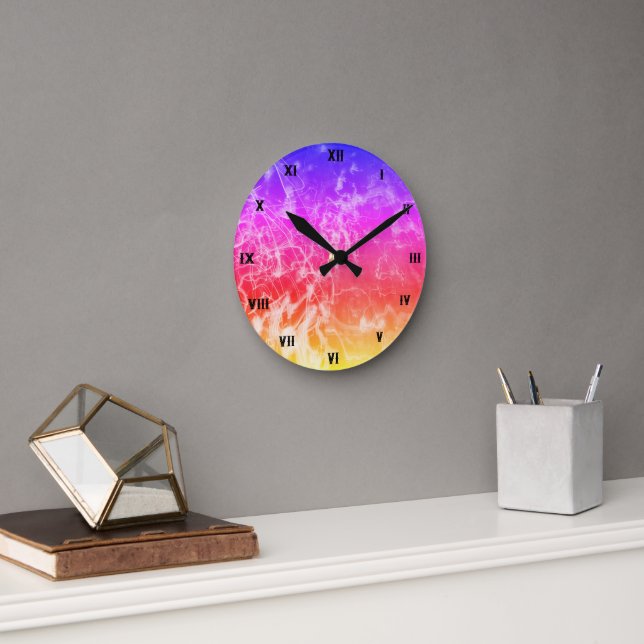 Horloge Ronde Electric Light Lines Gradient Abstract Modern. (Bureau)