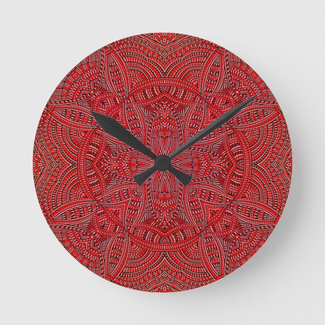 Horloge Ronde Electric Red abstract funky cute design (Recto)