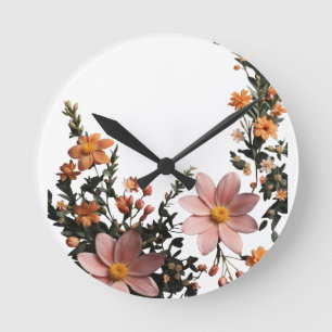 Horloge Ronde Élégance florale - Mur décoratif du jardin fleuri