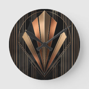 Horloge Ronde Élégance Géométrique Métallique Art Déco