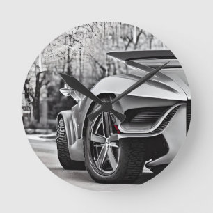 Horloge Ronde Elégance Speedway : Classic Car Enthousiaste Wall