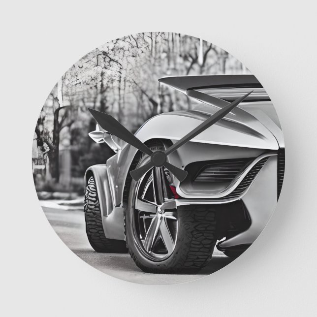 Horloge Ronde Elégance Speedway : Classic Car Enthousiaste Wall  (Recto)