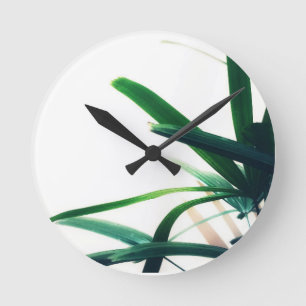 Horloge Ronde Élégance verte minimaliste