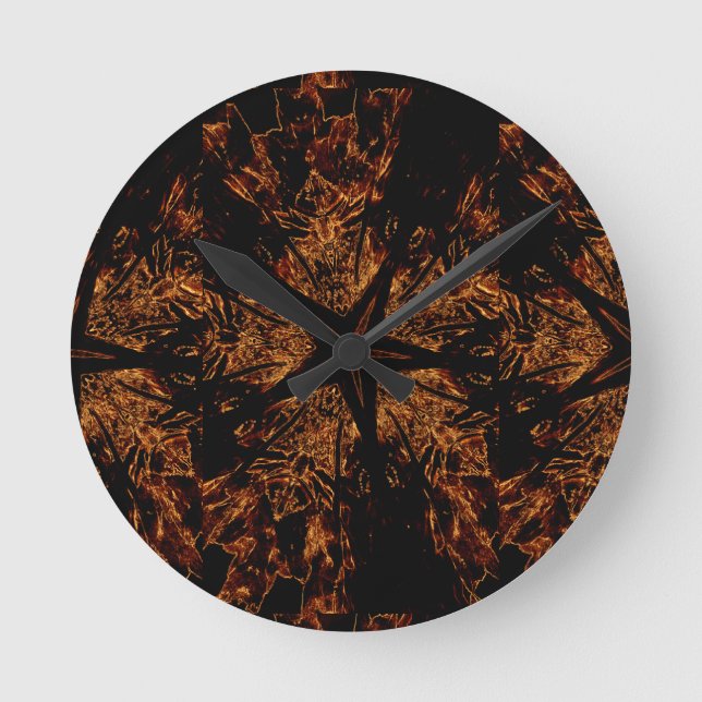 Horloge Ronde Elegant Dark Kaleidoscopic Design Black Brown Star (Recto)