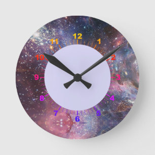 Horloge Ronde Elégant décor moderne bleu noir rose espace