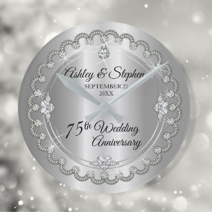 Horloge Ronde Elegant Diamond Jubilee 75th Wedding Anniversary