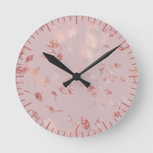 Horloge Ronde Élégant doré rose pâle