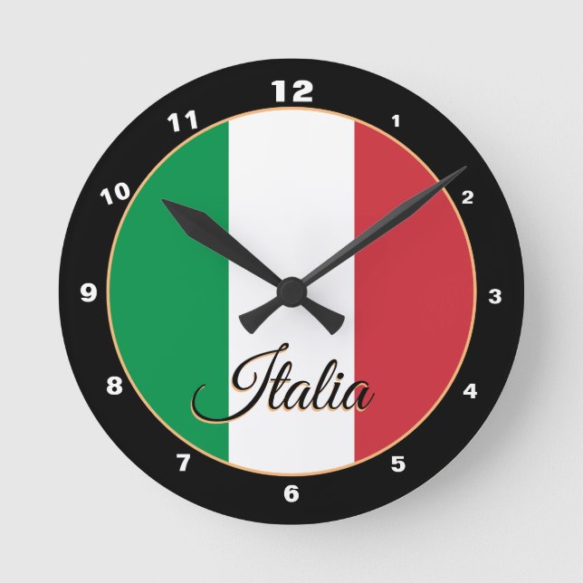 Horloge Ronde Elégant drapeau italien & Italie tendance Accueil  (Recto)