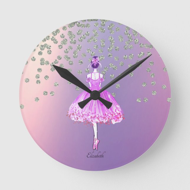 Horloge Ronde Élégant élégant Diamants brillants Ballerina  (Recto)