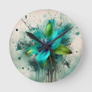 Horloge Ronde Élégant Fleur à ballon unique