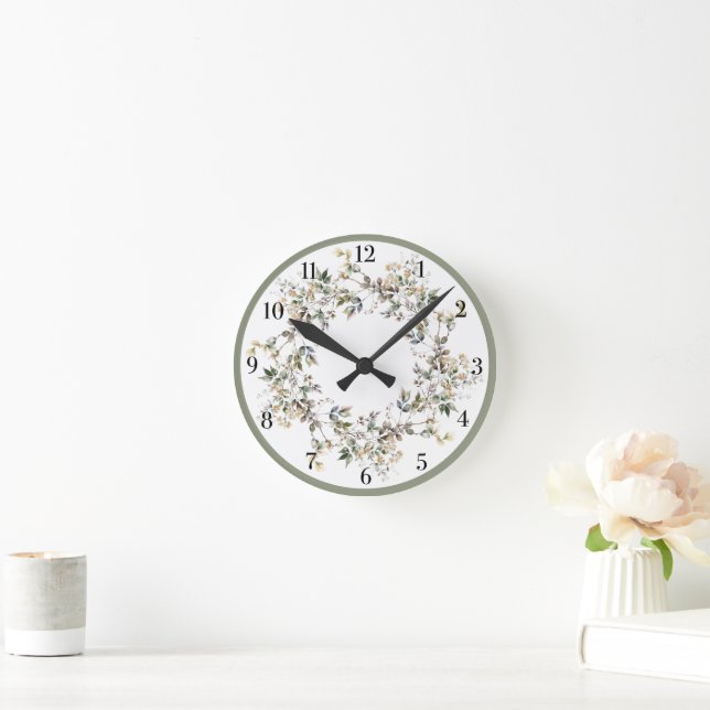 Horloge Ronde Élégant floral (Maison)
