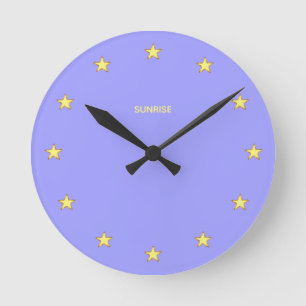 Horloge Ronde Elegant Glittering Stars on Sky Blue