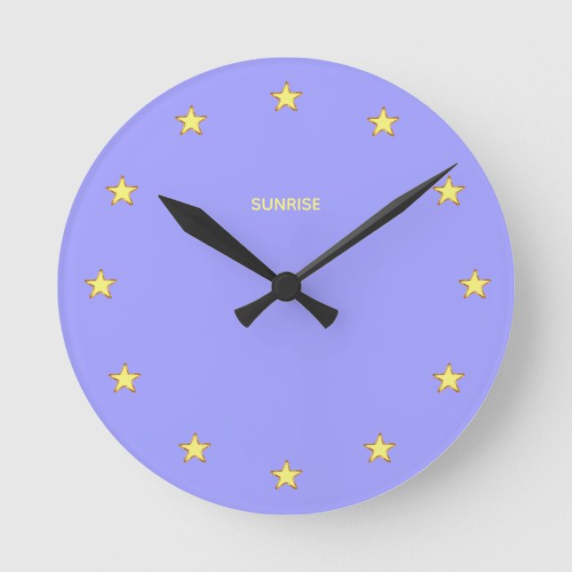 Horloge Ronde Elegant Glittering Stars on Sky Blue (Recto)