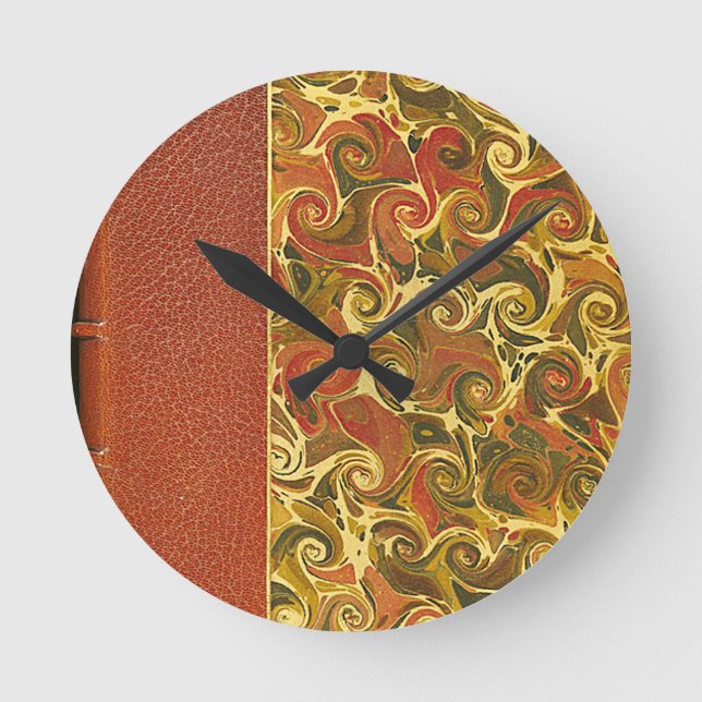 Horloge Ronde Élégant livre d'antiquités, Motif de swirl orné (Recto)