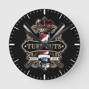 Horloge Ronde Élégant logo Barbershop Personnaliser 2