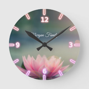 Horloge Ronde Elegant Lotus Landscape