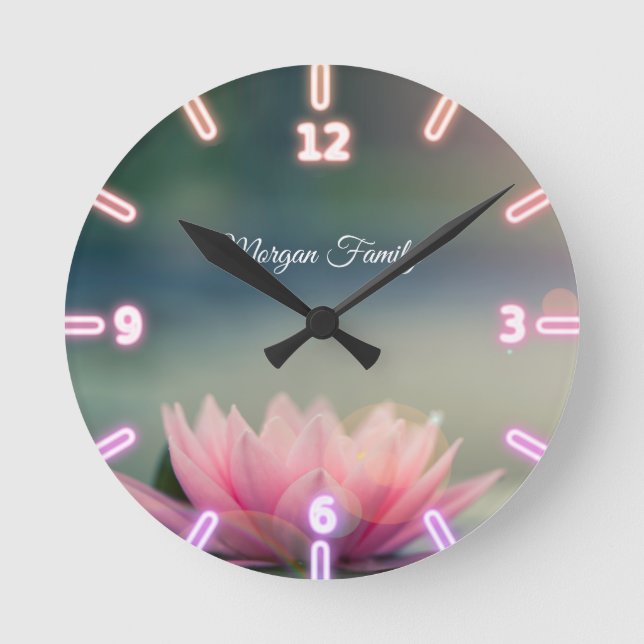 Horloge Ronde Elegant Lotus Landscape (Recto)