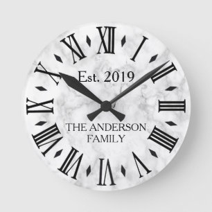 Horloge Ronde Élégant Marbre blanc moderne