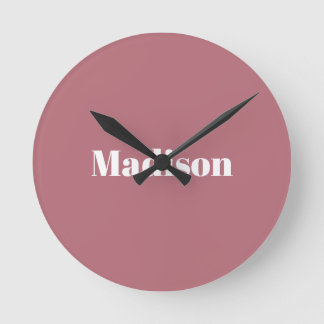 Horloge Ronde Élégant minimaliste Rose Gold Nom blanc