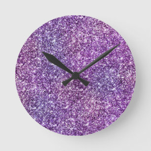 Horloge Ronde Élégant motif chic abstrait violet