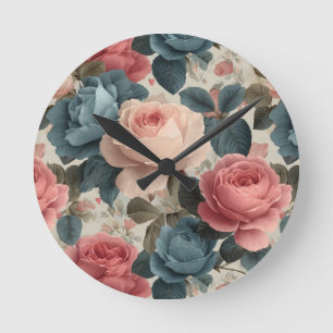 Horloge Ronde Élégant motif floral Vintage avec Roses