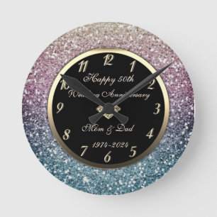 Horloge Ronde Elégant ombre sequins 50e anniversaire de mariage