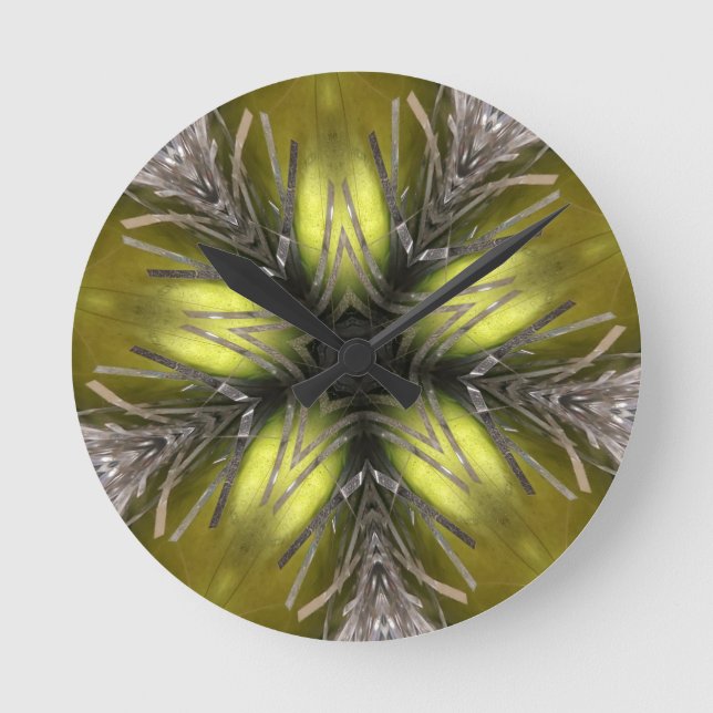 Horloge Ronde Élégant or Silver Kaleidoscope Star de Noël (Recto)
