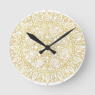 Horloge Ronde Elegant Oriental Vintage Mandala in classic gold