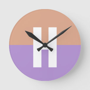 Horloge Ronde Élégant Pastel Colorblock Monogramme Lettre initia