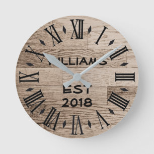 Horloge Ronde Elégant Personnalisé Rustique Bois clair