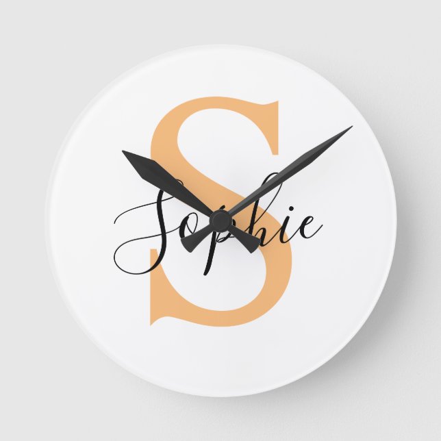Horloge Ronde Elegant Script Custom Name Personalized Gift (Recto)