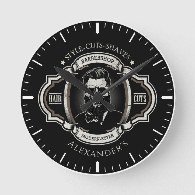 Horloge Ronde Elegant Skull Personalize Round Clock (Recto)