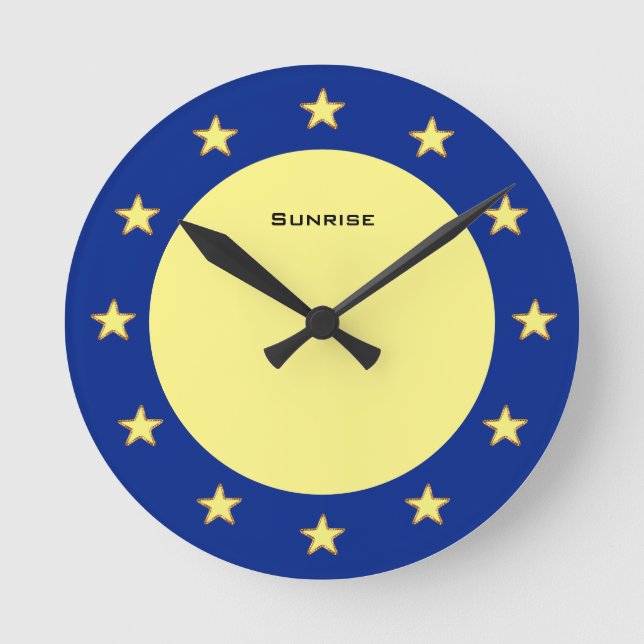 Horloge Ronde Elegant Stars on Blue and Yellow (Recto)