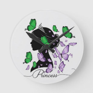 Horloge Ronde Élégant T-shirt "Princesse des papillons" Prince