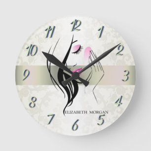Horloge Ronde Élégant vintage, Chic, Dentelle, Silhouette de fil