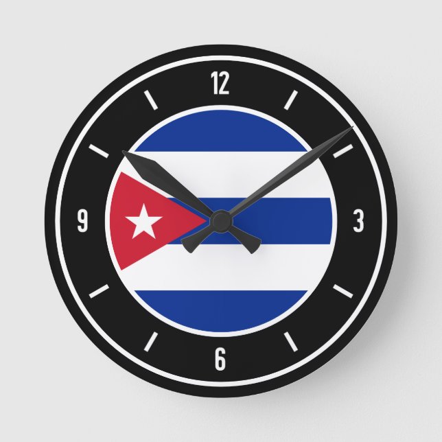 Horloge ronde élégante du drapeau cubain (Recto)
