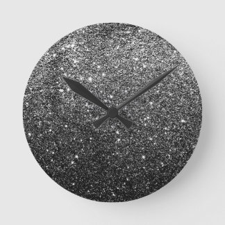 Horloge Ronde Elégante Parties scintillant noire Faux