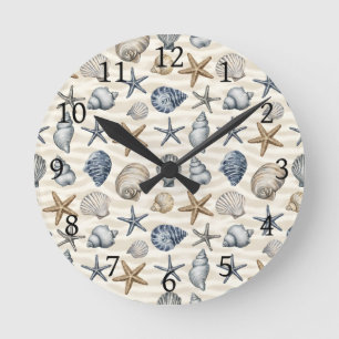 Horloge Ronde Éléments de conception d'étoiles de mer côtières 3